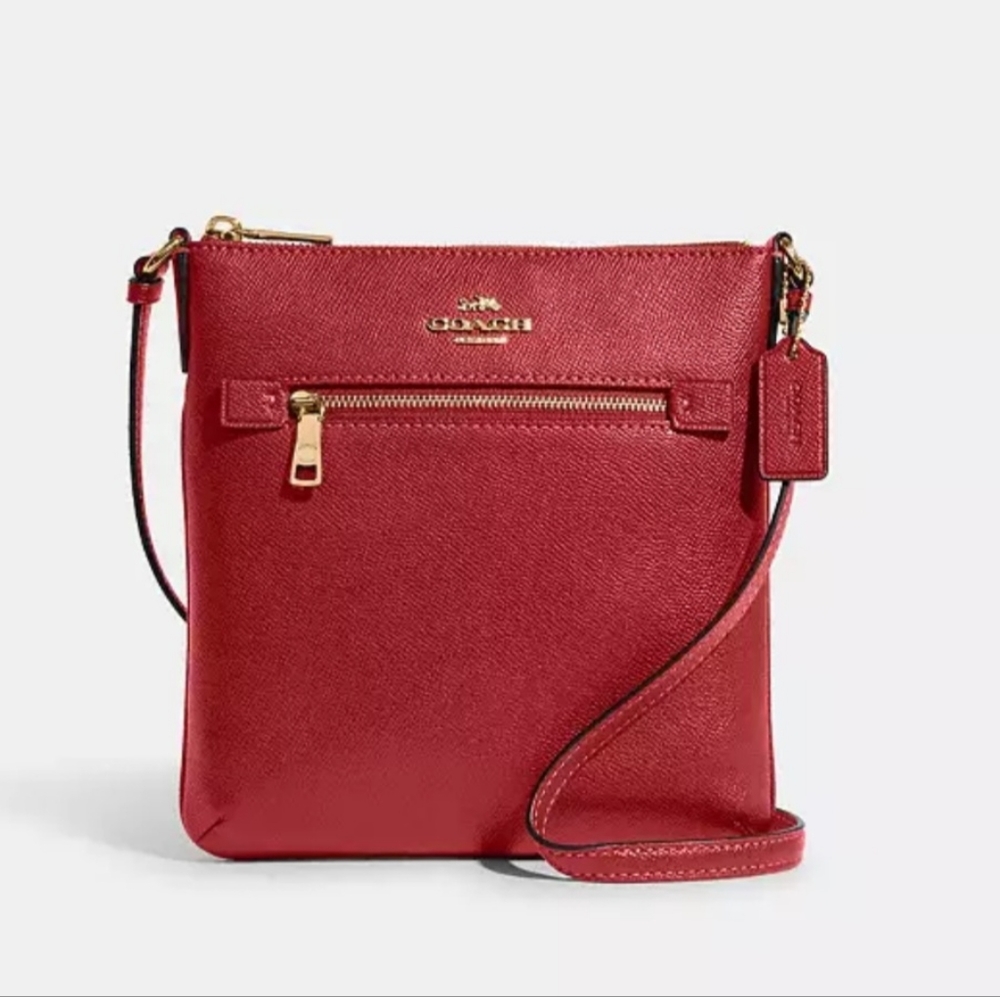 NWT COACH Mini Rowan File Bag Red